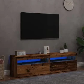 Muebles de TV con luces LED 2 uds madera ingeniería envejecida de , Muebles TV - Ref: Foro24-856316, Precio: 83,79 €, Descuen...