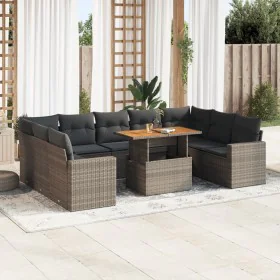 Set de sofás de jardín y cojines 10 pzas ratán sintético gris de , Conjuntos de jardín - Ref: Foro24-3327084, Precio: 657,99 ...