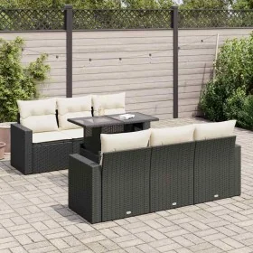 Set de sofás de jardín 7 pzas con cojines ratán sintético negro de , Conjuntos de jardín - Ref: Foro24-3326257, Precio: 496,7...