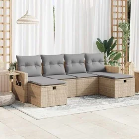Juego de sofás jardín con cojines 6 pzas ratán sintético beige de , Conjuntos de jardín - Ref: Foro24-3325525, Precio: 384,70...