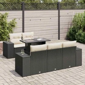 Set de sofás de jardín 6 piezas y cojines ratán sintético negro by , Garden sets - Ref: Foro24-3326727, Price: 491,24 €, Disc...