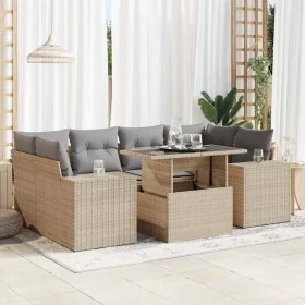 Set sofás de jardín 7 piezas y cojines ratán sintético beige de , Conjuntos de jardín - Ref: Foro24-3326750, Precio: 551,41 €...