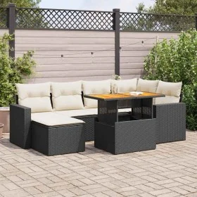 Set de sofás de jardín 7 pzas con cojines ratán sintético negro de , Conjuntos de jardín - Ref: Foro24-3327059, Precio: 455,1...