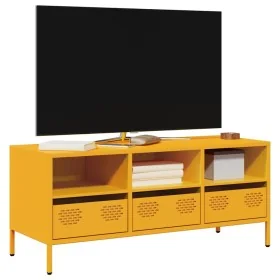 Mueble para TV acero laminado en frío amarillo 101,5x39x43,5 cm de , Muebles TV - Ref: Foro24-851325, Precio: 93,19 €, Descue...