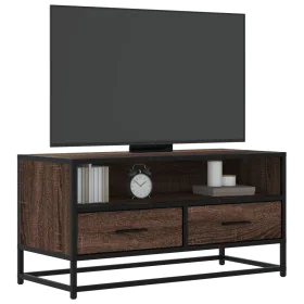 Mueble TV metal y madera ingeniería marrón roble 80x34,5x40 cm de , Muebles TV - Ref: Foro24-848813, Precio: 63,43 €, Descuen...