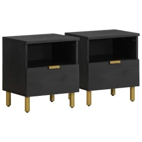 Mesita de noche madera maciza de ingeniería negra 40x33x46 cm by , Nightstands - Ref: Foro24-4017655, Price: 104,91 €, Discou...