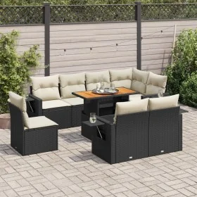 Set de sofás de jardín con cojines 9 pzas ratán sintético negro de , Conjuntos de jardín - Ref: Foro24-3327164, Precio: 616,0...