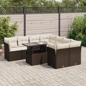 Set de sofás de jardín 9 pzas y cojines ratán sintético marrón de , Conjuntos de jardín - Ref: Foro24-3326134, Precio: 659,33...