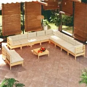 Muebles de jardín 12 piezas cojines madera maciza de pino de vidaXL, Conjuntos de jardín - Ref: Foro24-3096857, Precio: 914,5...