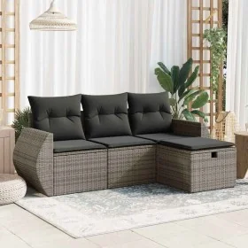 Set de sofás de jardín 4 pzas y cojines ratán sintético gris de , Conjuntos de jardín - Ref: Foro24-3325556, Precio: 274,19 €...