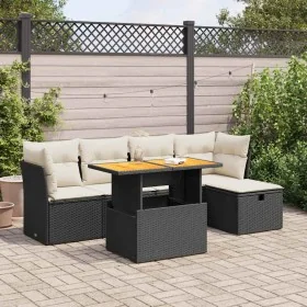 Set sofás jardín y cojines 6 pzas ratán sintético acacia negro de , Conjuntos de jardín - Ref: Foro24-3327966, Precio: 379,98...
