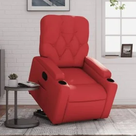 Sillón reclinable elevable cuero artificial rojo de , Sillones - Ref: Foro24-3204777, Precio: 286,46 €, Descuento: %