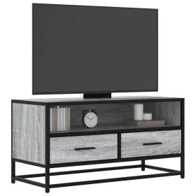 Mueble TV madera ingeniería y metal roble ahumado 80x34,5x40 cm de , Muebles TV - Ref: Foro24-848812, Precio: 63,43 €, Descue...
