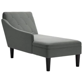Tumbona con almohada y reposabrazo derecho tela gris oscuro de , Divanes - Ref: Foro24-4009844, Precio: 120,99 €, Descuento: %