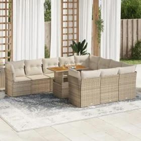 Set de sofás de jardín 11pzas con cojines ratán sintético beige by , Garden sets - Ref: Foro24-3326977, Price: 795,64 €, Disc...