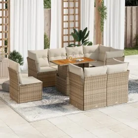 Set de sofás de jardín con cojines 9 pzas ratán sintético beige de , Conjuntos de jardín - Ref: Foro24-3326942, Precio: 650,6...