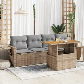 Juego de sofás jardín con cojines 5 pzas ratán sintético beige de , Conjuntos de jardín - Ref: Foro24-3327097, Precio: 378,68...