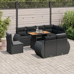 Set de sofás de jardín con cojines 9 pzas ratán sintético negro de , Conjuntos de jardín - Ref: Foro24-3327275, Precio: 704,3...