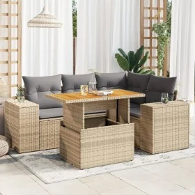 Juego de sofás jardín con cojines 5 pzas ratán sintético beige de , Conjuntos de jardín - Ref: Foro24-3327370, Precio: 422,96...