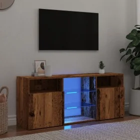 Mueble TV luces LED madera ingeniería envejecida 120x30x50 cm by , TV Furniture - Ref: Foro24-856351, Price: 86,25 €, Discoun...