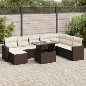 Set de sofás de jardín 9 pzas y cojines ratán sintético marrón de , Conjuntos de jardín - Ref: Foro24-3326374, Precio: 602,57...