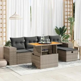 Set sofás jardín y cojines 6 pzas ratán sintético acacia gris von , Gartensets - Ref: Foro24-3328082, Preis: 415,11 €, Rabatt: %