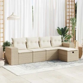 Juego de sofás jardín con cojines 5 pzas ratán sintético beige by , Garden sets - Ref: Foro24-3325664, Price: 414,38 €, Disco...