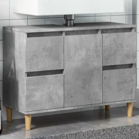 Armario de lavabo madera contrachapada gris hormigón 80x33x60cm de , Tocadores de baño - Ref: Foro24-857125, Precio: 78,21 €,...