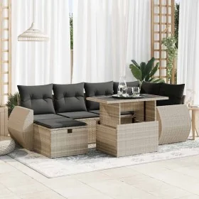 Set de sofás de jardín 7 pzas con cojines ratán PE gris claro de , Conjuntos de jardín - Ref: Foro24-3327902, Precio: 551,69 ...