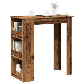 Mesa bar con estante almacenaje envejecida 102x50x103,5 cm de , Mesas de cocina y de comedor - Ref: Foro24-856762, Precio: 99...