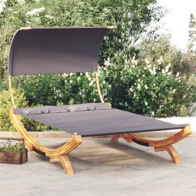 Tumbona con dosel madera curvada gris antracita 165x203x126 cm de vidaXL, Camas para exteriores - Ref: Foro24-313954, Precio:...