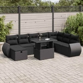Set de sofás de jardín con cojines 9 pzas ratán sintético negro de , Conjuntos de jardín - Ref: Foro24-3327915, Precio: 610,6...