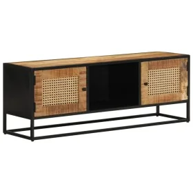 Mueble de TV madera de mango sin tratar y hierro 110x30x40 cm de , Muebles TV - Ref: Foro24-353887, Precio: 201,44 €, Descuen...