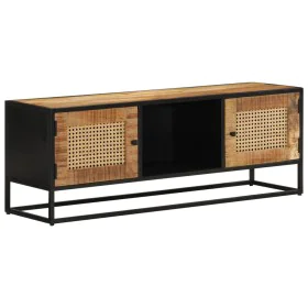 TV furniture untreated mango wood and iron 110x30x40 cm by , TV Furniture - Ref: Foro24-353887, Price: 201,44 €, Discount: %