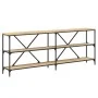 Sonoma oak engineered iron console table 200x30x75 cm by , Side tables - Ref: Foro24-832859, Price: 109,42 €, Discount: %