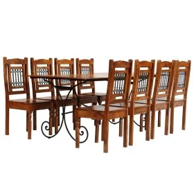 Juego de mesas de comedor 9 piezas madera maciza de acacia de , muebles para cocinas y comedores - Ref: Foro24-275339, Precio...