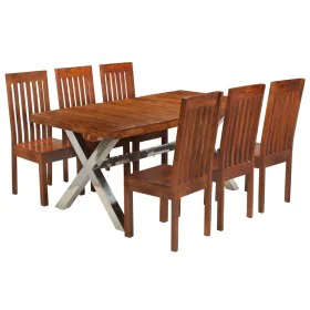 Juego de mesas de comedor 7 unidades madera maciza de acacia de , muebles para cocinas y comedores - Ref: Foro24-275332, Prec...