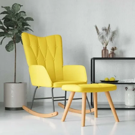 Silla mecedora con reposapiés tela amarillo mostaza de , Mecedoras - Ref: Foro24-327629, Precio: 112,93 €, Descuento: %