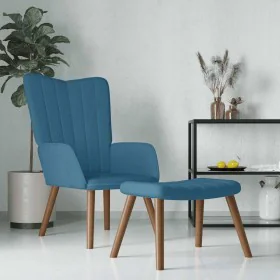 Sillón de relax con taburete terciopelo azul de , Sillones - Ref: Foro24-327676, Precio: 113,03 €, Descuento: %