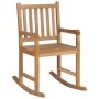 Silla mecedora de madera maciza teca con cojín a cuadros rojos de , Sillas de jardín - Ref: Foro24-3062770, Precio: 161,14 €,...