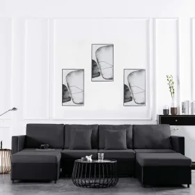 Ausziehbares 4-Sitzer-Schlafsofa aus schwarzem Kunstleder von , Sofas - Ref: Foro24-287217, Preis: 1,00 €, Rabatt: %