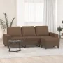 Sofá de 3 plazas con taburete de tela marrón 180 cm de , Sofás - Ref: Foro24-3201154, Precio: 326,97 €, Descuento: %