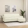 Sofá de 3 plazas con taburete de terciopelo crema 180 cm de , Sofás - Ref: Foro24-3201182, Precio: 359,72 €, Descuento: %