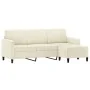 Sofá de 3 plazas con taburete de terciopelo crema 180 cm de , Sofás - Ref: Foro24-3201182, Precio: 359,72 €, Descuento: %