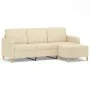 Sofá de 3 plazas con taburete de tela crema 180 cm de , Sofás - Ref: Foro24-3201194, Precio: 308,40 €, Descuento: %