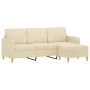 Sofá de 3 plazas con taburete de tela crema 180 cm de , Sofás - Ref: Foro24-3201194, Precio: 308,40 €, Descuento: %