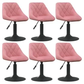 Silla de comedor giratoria 6 uds terciopelo rosa de , Sillas de comedor - Ref: Foro24-3088807, Precio: 340,88 €, Descuento: %
