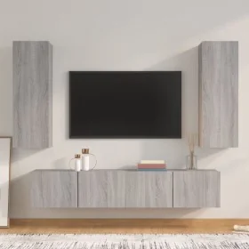 Set de muebles para TV 4 pzas madera contrachapada gris Sonoma de , Muebles TV - Ref: Foro24-3114204, Precio: 149,68 €, Descu...
