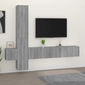 Set de muebles para TV 5 pzas madera contrachapada gris Sonoma de , Muebles TV - Ref: Foro24-3114252, Precio: 166,29 €, Descu...
