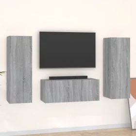 Set de muebles para TV 3 pzas madera contrachapada gris Sonoma de , Muebles TV - Ref: Foro24-3120234, Precio: 114,93 €, Descu...